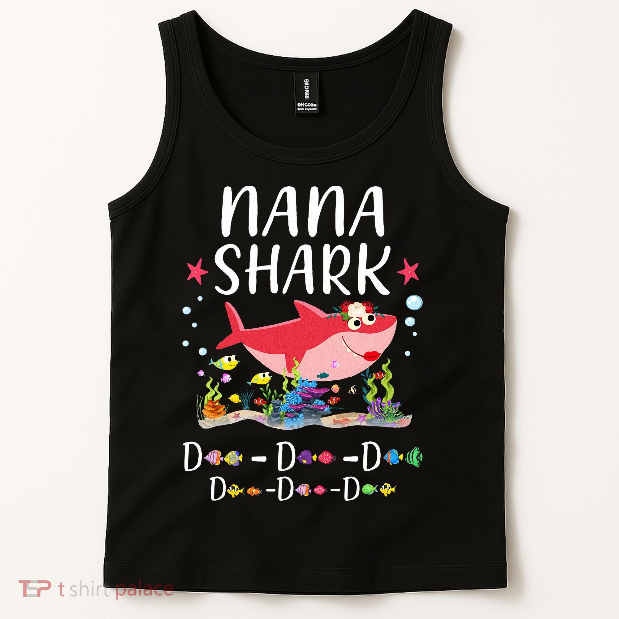 Nana Shark, Funny Mother's Day Floral Gift Tank Top