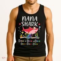 Nana Shark, Funny Mother's Day Floral Gift Tank Top thumb 3