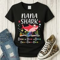 Nana Shark, Funny Mother's Day Floral Gift Women's T-Shirt thumb 3
