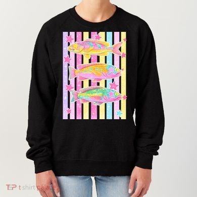 Neon Striped Fish Summer Beach Vibes Women's Sweatshirt