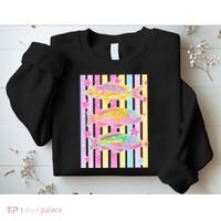 Neon Striped Fish Summer Beach Vibes Sweatshirt thumb 2