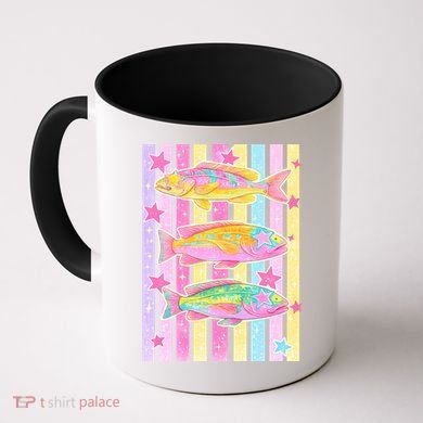 Neon Striped Fish Summer Beach Vibes Coffee Mug