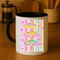 Neon Striped Fish Summer Beach Vibes Coffee Mug thumb 4