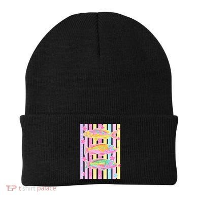 Neon Striped Fish Summer Beach Vibes Beanie