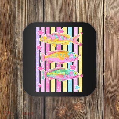 Neon Striped Fish Summer Beach Vibes Coaster