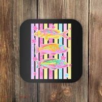 Neon Striped Fish Summer Beach Vibes Coaster thumb 0