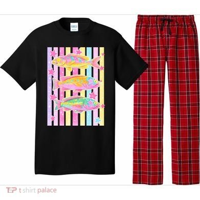 Neon Striped Fish Summer Beach Vibes Pajama Set