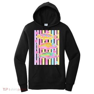 Neon Striped Fish Summer Beach Vibes Women's Hoodie