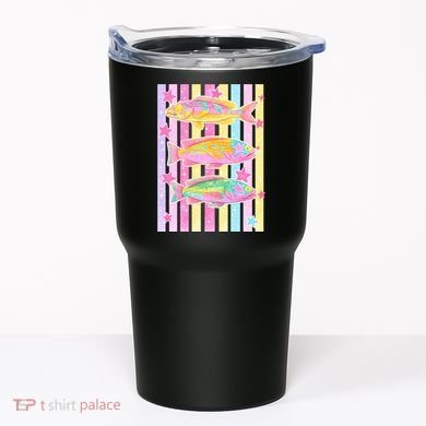 Neon Striped Fish Summer Beach Vibes Tumbler