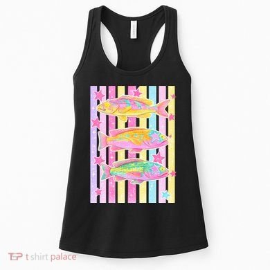 Neon Striped Fish Summer Beach Vibes Women's Tank Top
