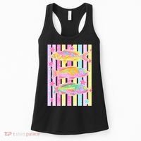Neon Striped Fish Summer Beach Vibes Women's Tank Top thumb 0