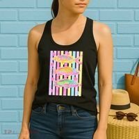 Neon Striped Fish Summer Beach Vibes Women's Tank Top thumb 2