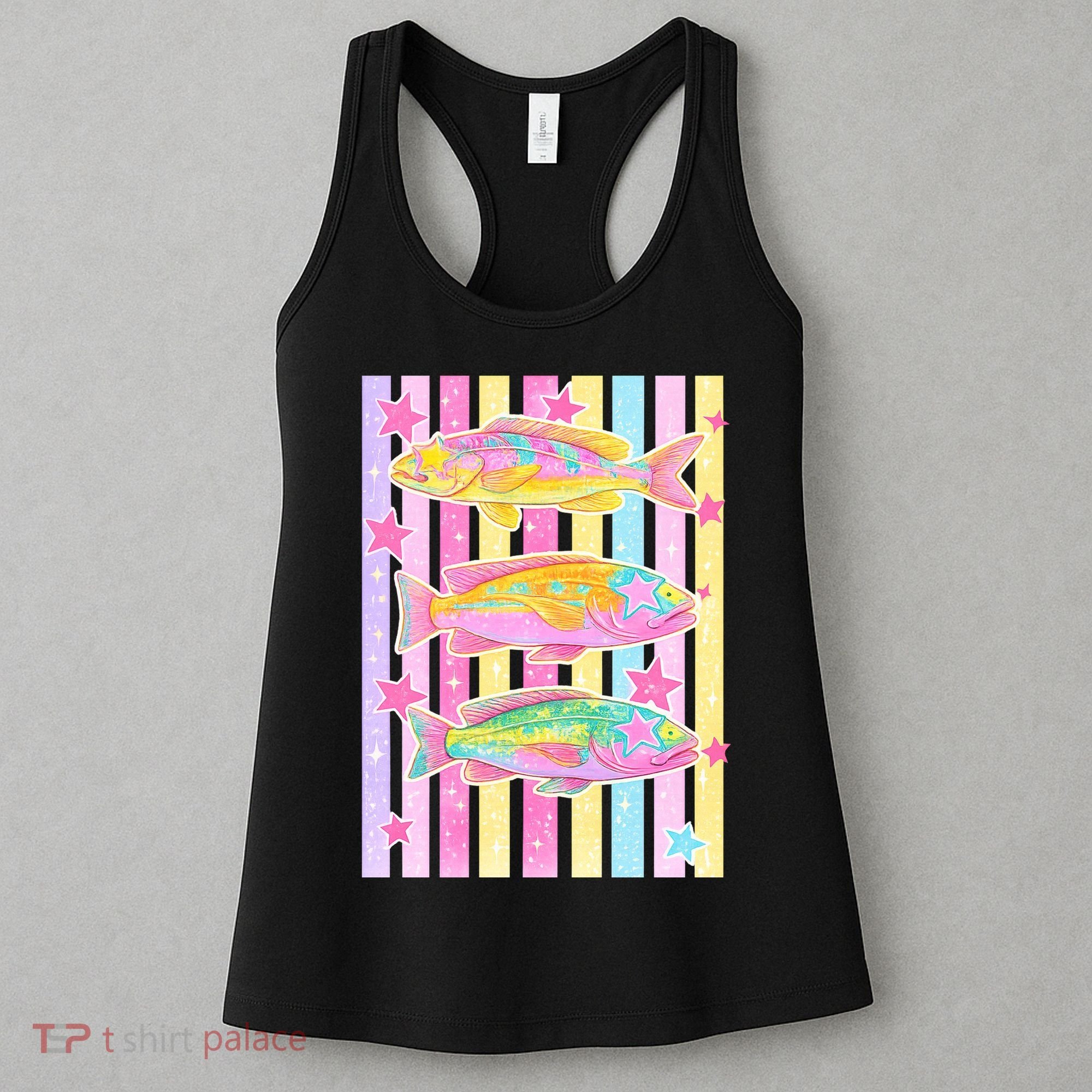 Neon Striped Fish Summer Beach Vibes Women's Tank Top