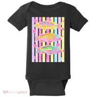 Neon Striped Fish Summer Beach Vibes Baby Bodysuit thumb 0