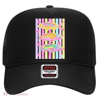 Neon Striped Fish Summer Beach Vibes Hat