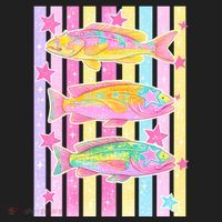 Neon Striped Fish Summer Beach Vibes Hat thumb 2
