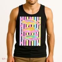 Neon Striped Fish Summer Beach Vibes Tank Top thumb 3