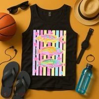 Neon Striped Fish Summer Beach Vibes Tank Top thumb 4