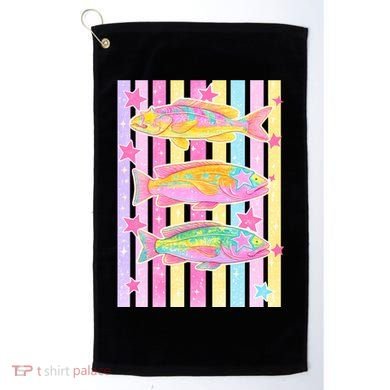 Neon Striped Fish Summer Beach Vibes Golf Towel