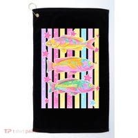 Neon Striped Fish Summer Beach Vibes Golf Towel thumb 0
