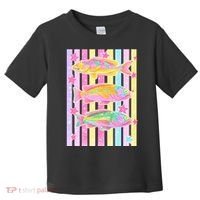 Neon Striped Fish Summer Beach Vibes Toddler T-Shirt thumb 0