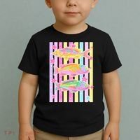 Neon Striped Fish Summer Beach Vibes Toddler T-Shirt thumb 2