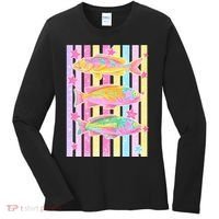 Neon Striped Fish Summer Beach Vibes Women's Long Sleeve Shirt thumb 0