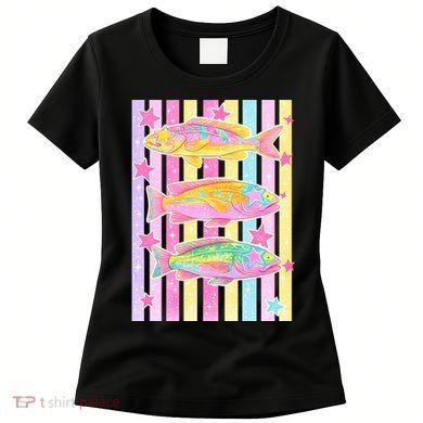 Neon Striped Fish Summer Beach Vibes Women's T-Shirt