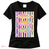 Neon Striped Fish Summer Beach Vibes Women's T-Shirt thumb 0