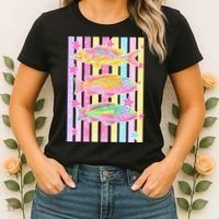 Neon Striped Fish Summer Beach Vibes Women's T-Shirt thumb 2