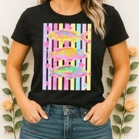 Neon Striped Fish Summer Beach Vibes Women's T-Shirt thumb 2