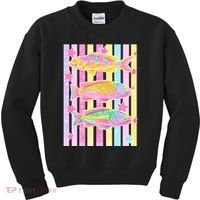 Neon Striped Fish Summer Beach Vibes Kids Sweatshirt thumb 0
