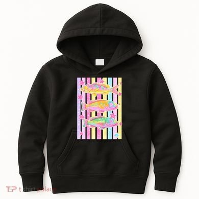 Neon Striped Fish Summer Beach Vibes Kids Hoodie