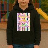 Neon Striped Fish Summer Beach Vibes Kids Hoodie thumb 3