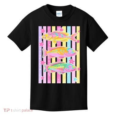 Neon Striped Fish Summer Beach Vibes Kids T-Shirt