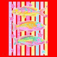 Neon Striped Fish Summer Beach Vibes Santa Hat thumb 1