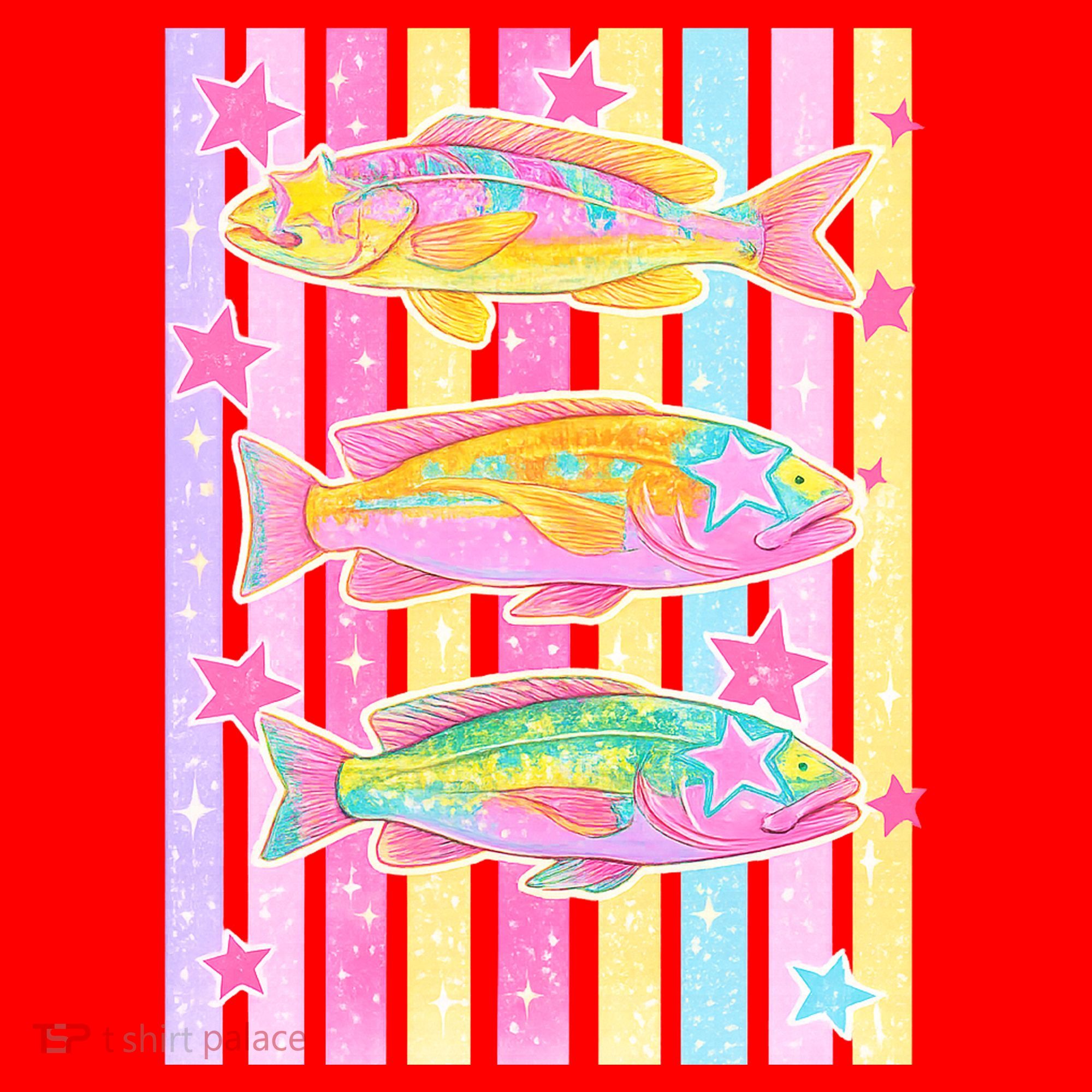 Neon Striped Fish Summer Beach Vibes Santa Hat