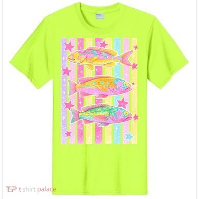 Neon Striped Fish Summer Beach Vibes T-Shirt