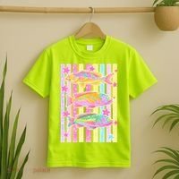 Neon Striped Fish Summer Beach Vibes T-Shirt thumb 2