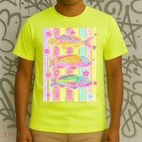 Neon Striped Fish Summer Beach Vibes T-Shirt thumb 3