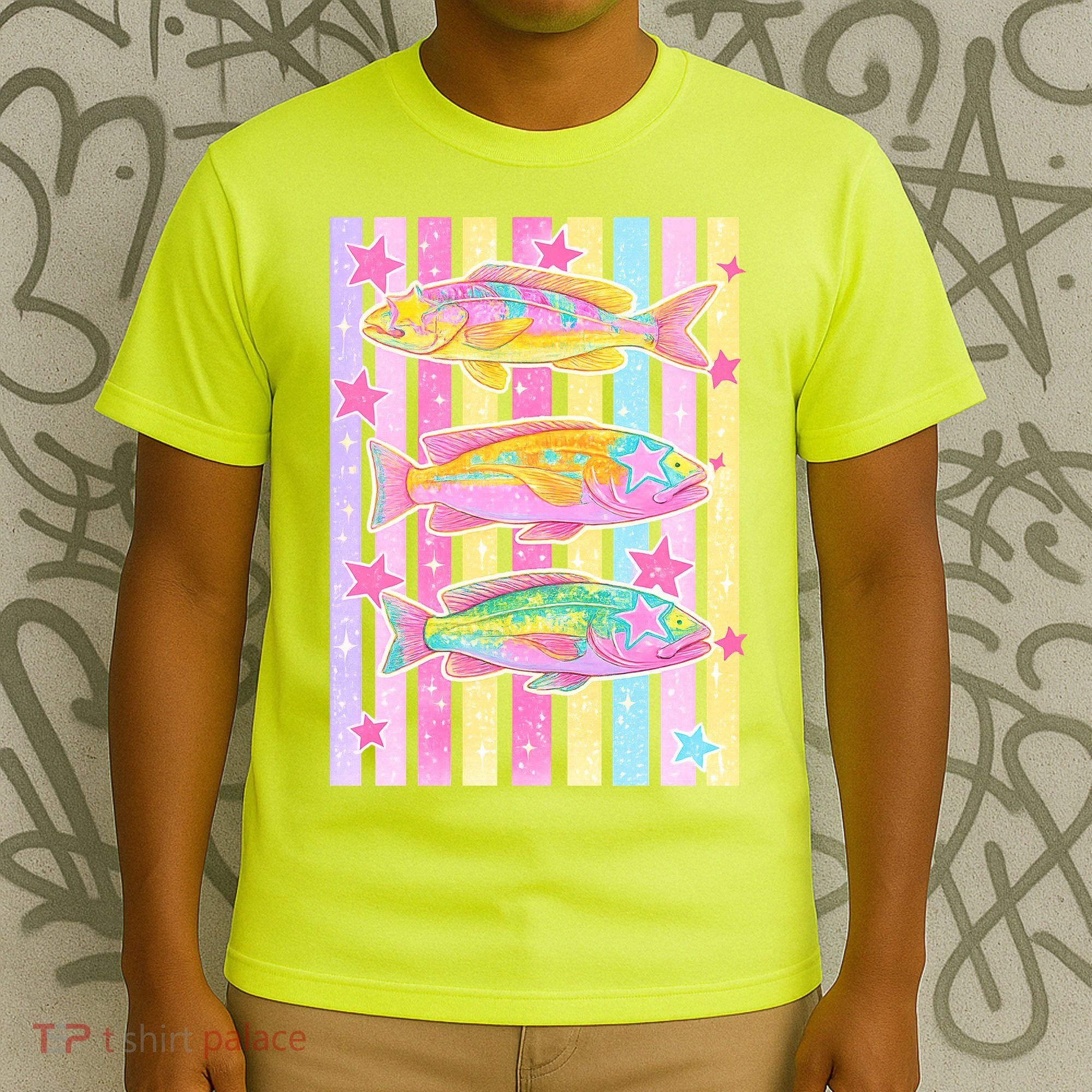 Neon Striped Fish Summer Beach Vibes T-Shirt