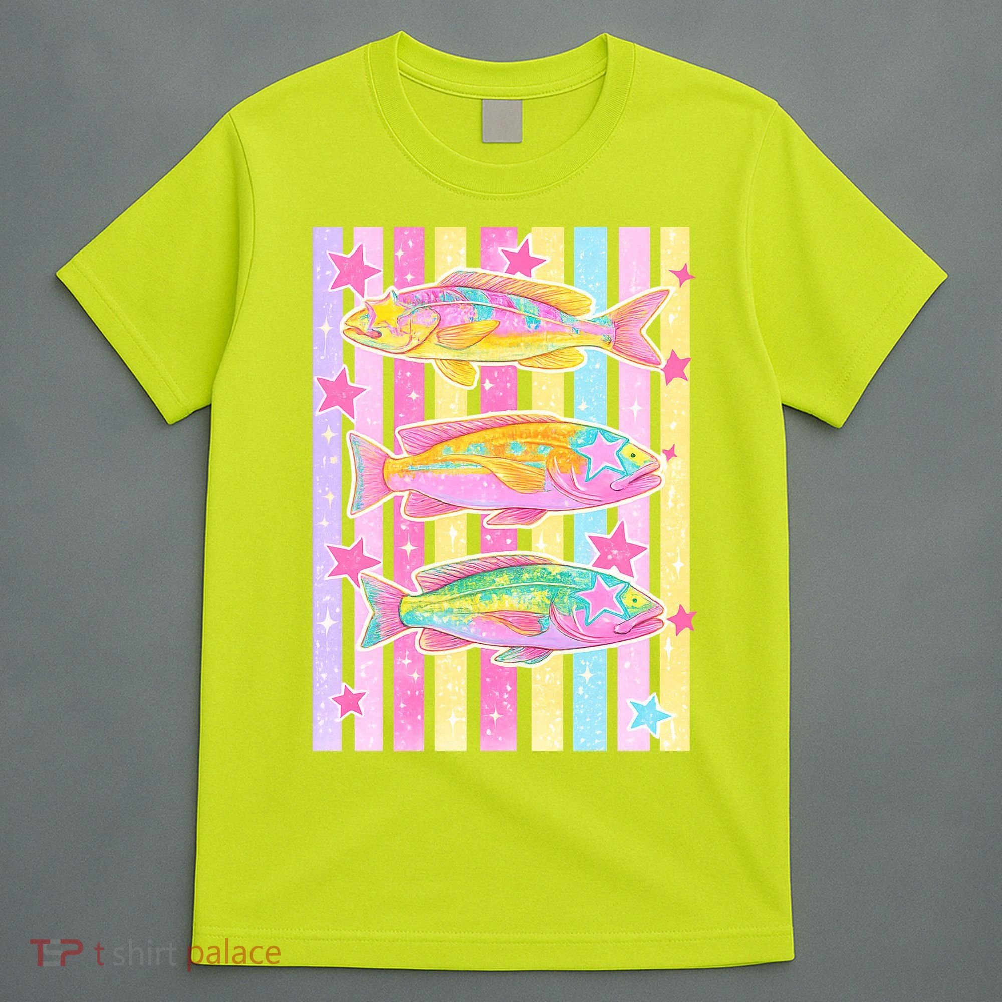 Neon Striped Fish Summer Beach Vibes T-Shirt