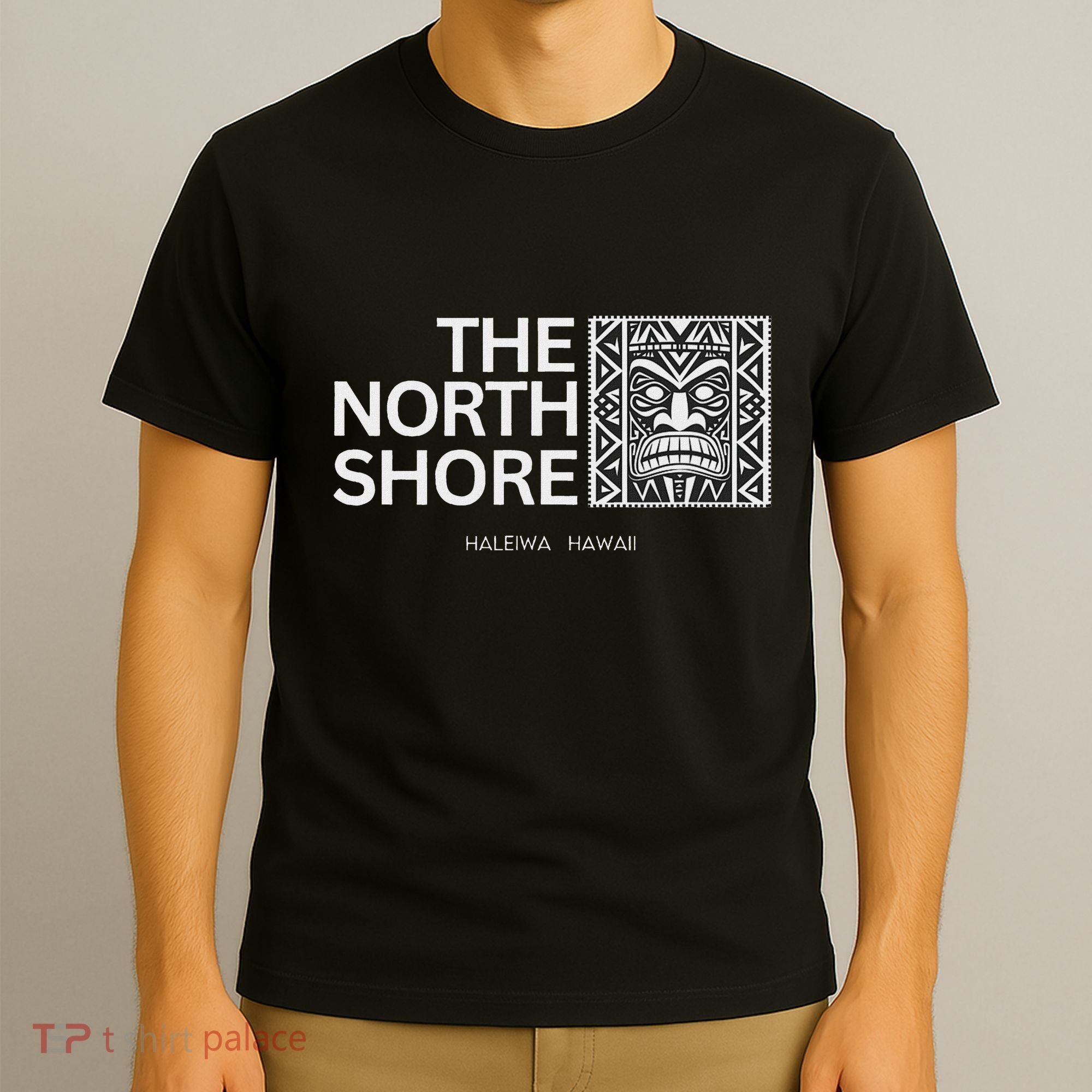 North Shore Hawaii Tiki Mask Surfing Vacation T-Shirt