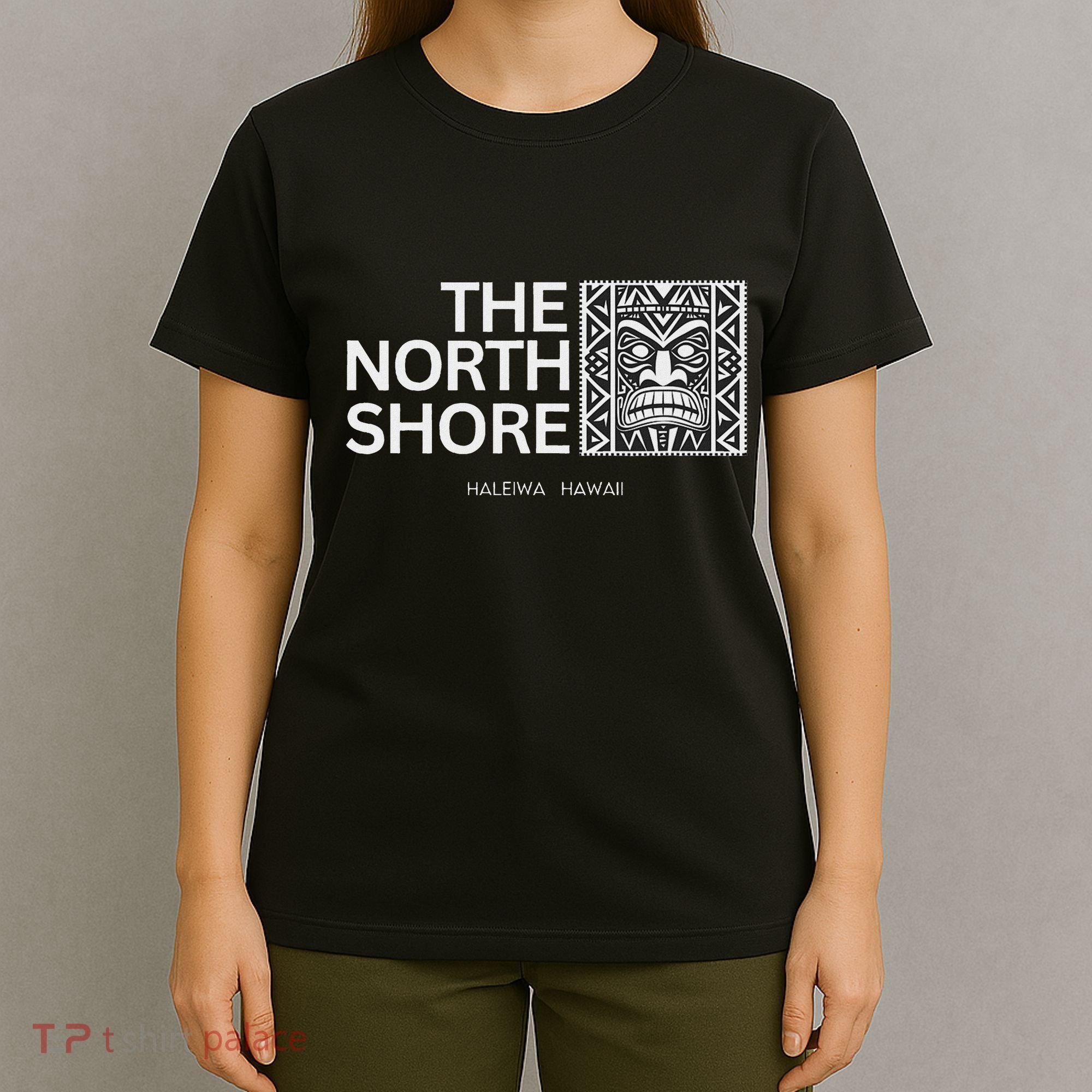 North Shore Hawaii Tiki Mask Surfing Vacation T-Shirt
