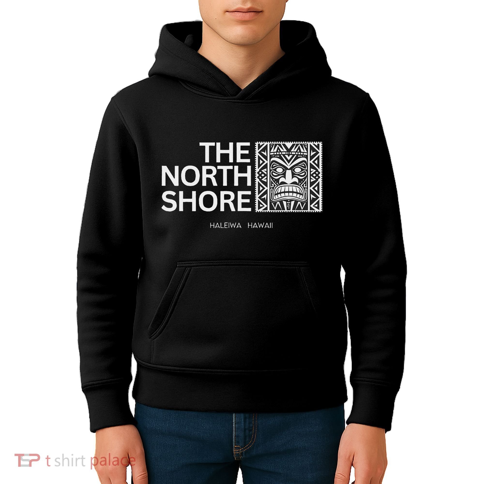 North Shore Hawaii Tiki Mask Surfing Vacation Kids Hoodie