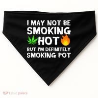 Not Smoking Hot But Definitely Smoking Pot  Weed Leaf Joke USA-Made Doggie Bandana thumb 0