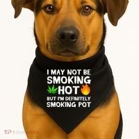 Not Smoking Hot But Definitely Smoking Pot  Weed Leaf Joke USA-Made Doggie Bandana thumb 1