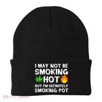 Not Smoking Hot But Definitely Smoking Pot  Weed Leaf Joke Beanie thumb 0