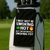 Not Smoking Hot But Definitely Smoking Pot  Weed Leaf Joke Golf Towel thumb 2