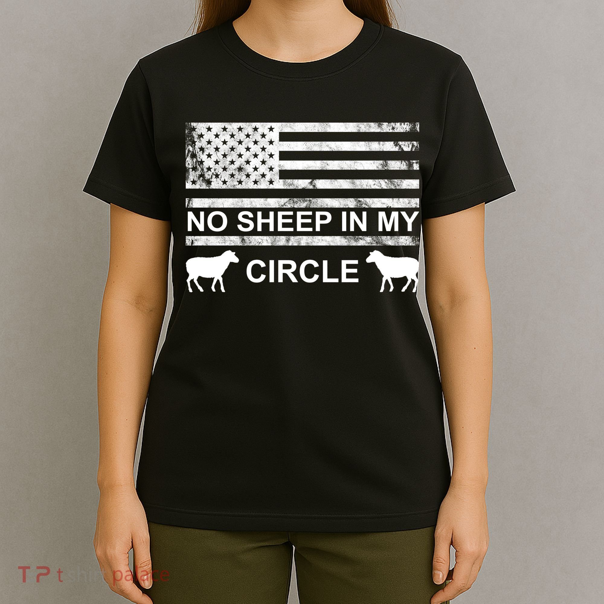 No Sheep In My Circle Vintage American Flag T-Shirt